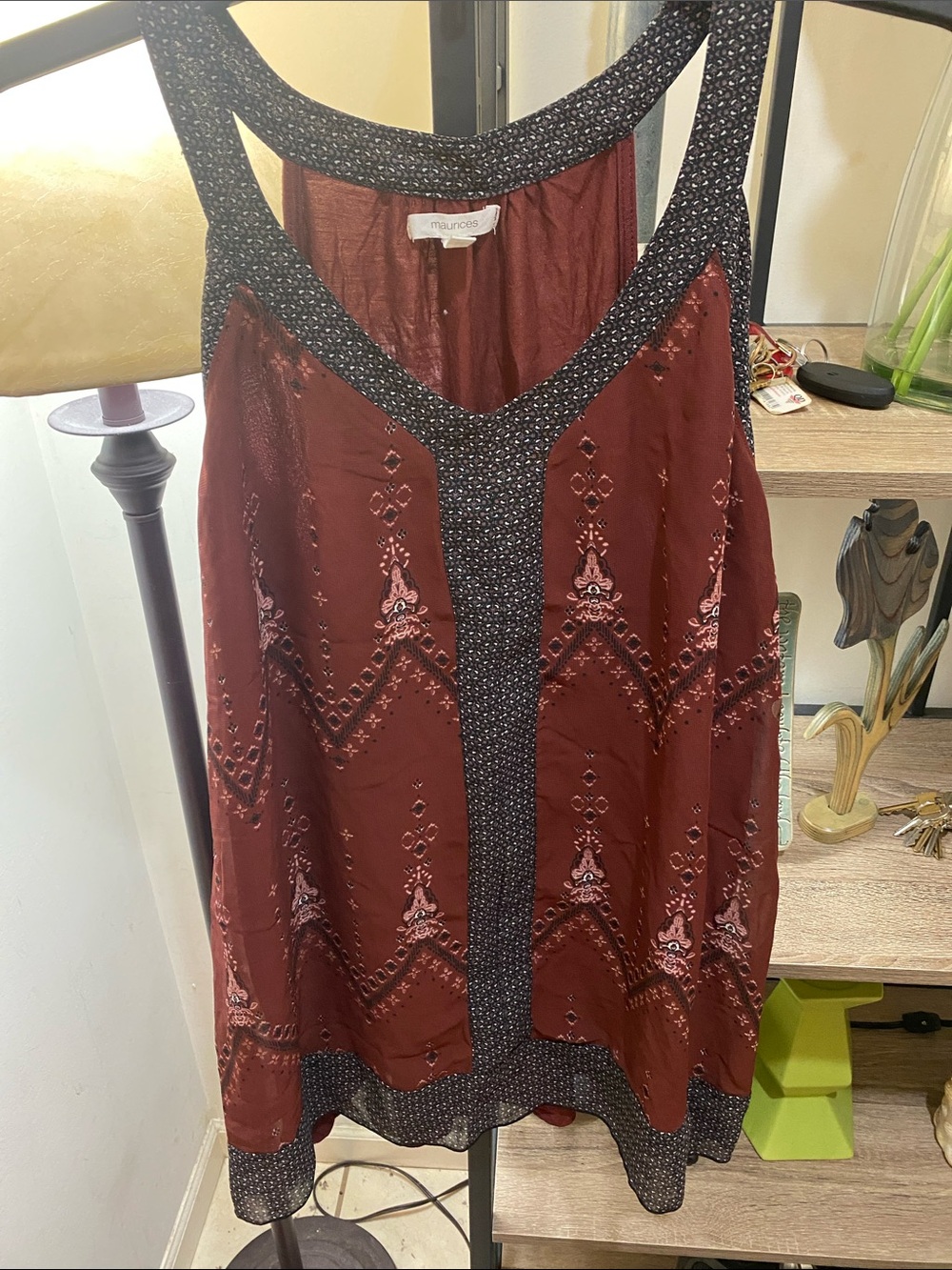 Murano Rust Red Beaded-Trim Tank Top